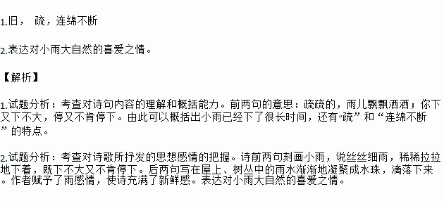 描写小雨的优美语段唯美