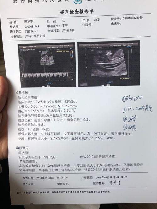 我怀孕13周零3天 想知道男孩还是女孩 这是NT值超声检查